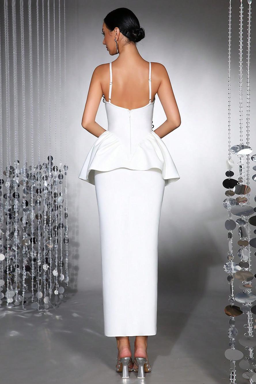 Bandage 3D Flower Rhinestone Midi Dress