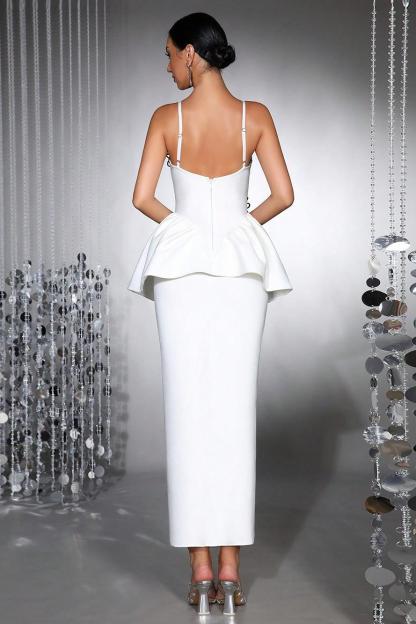 Bandage 3D Flower Rhinestone Midi Dress