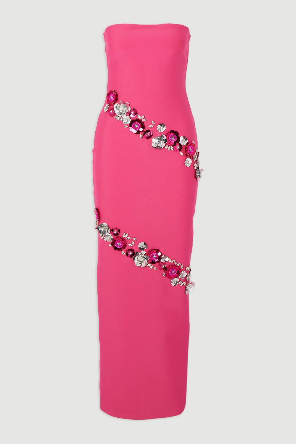 Bandage Rivet Floral Midi Dress