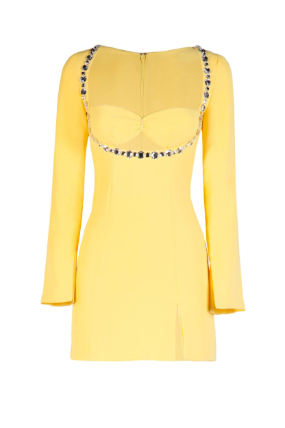 Long Sleeve Cut-Out Slit Mini Dress