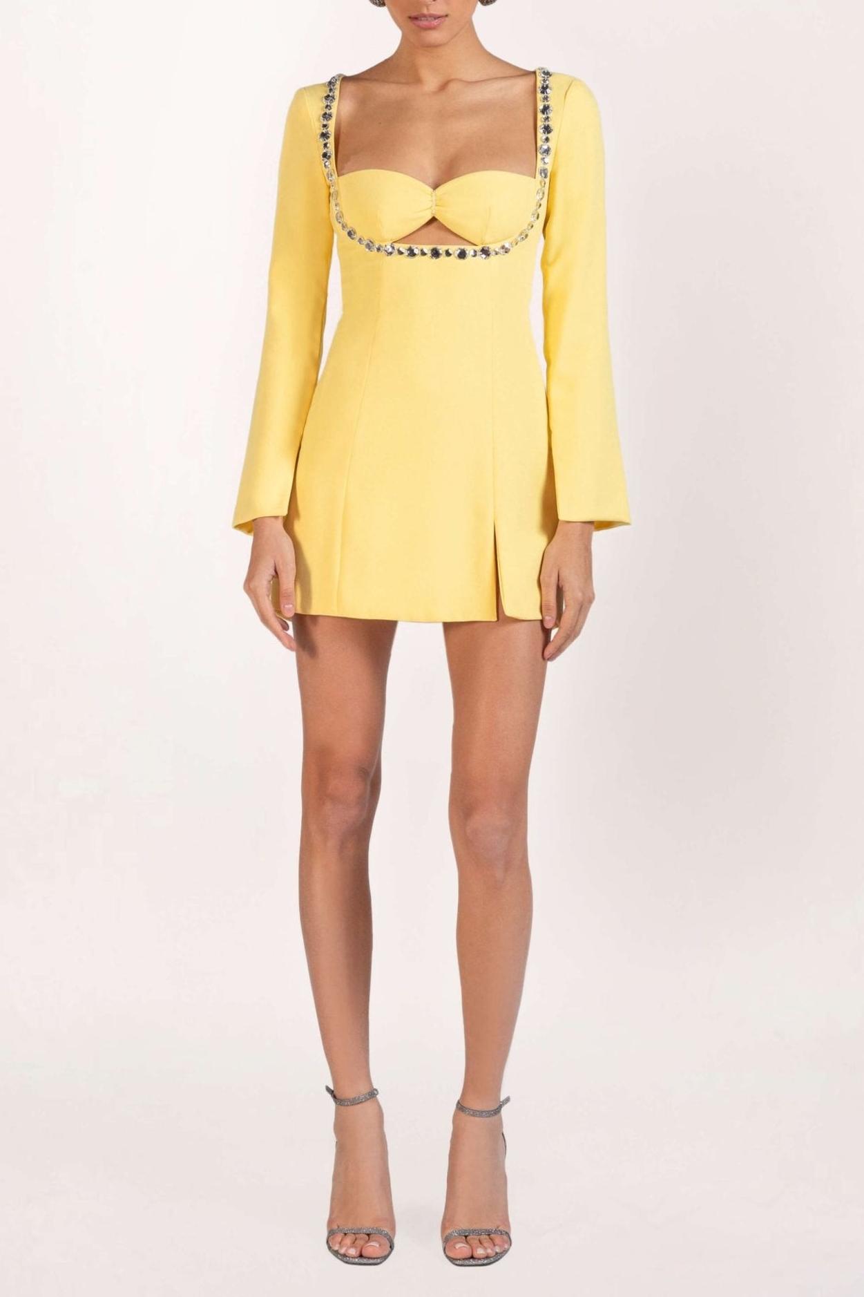 Long Sleeve Cut-Out Slit Mini Dress