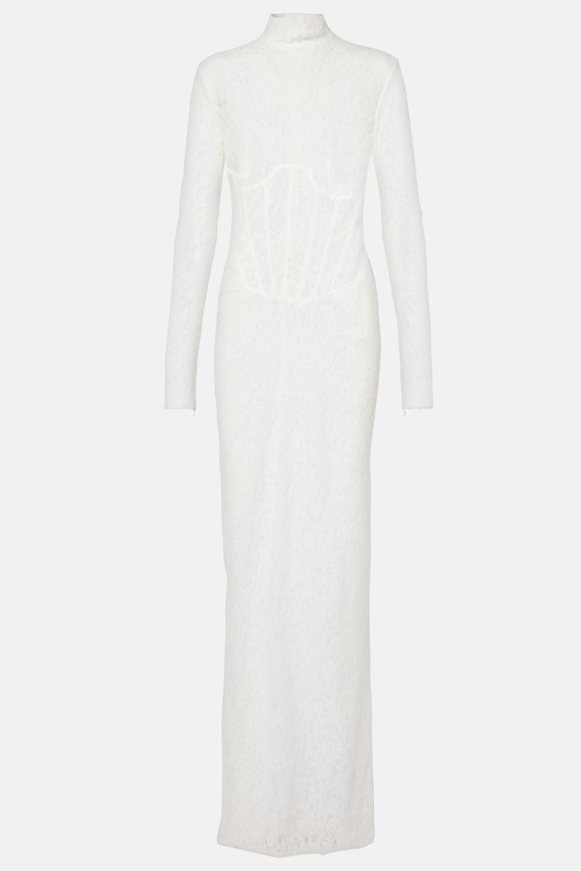 Lace Corset Long Sleeve Maxi Dress