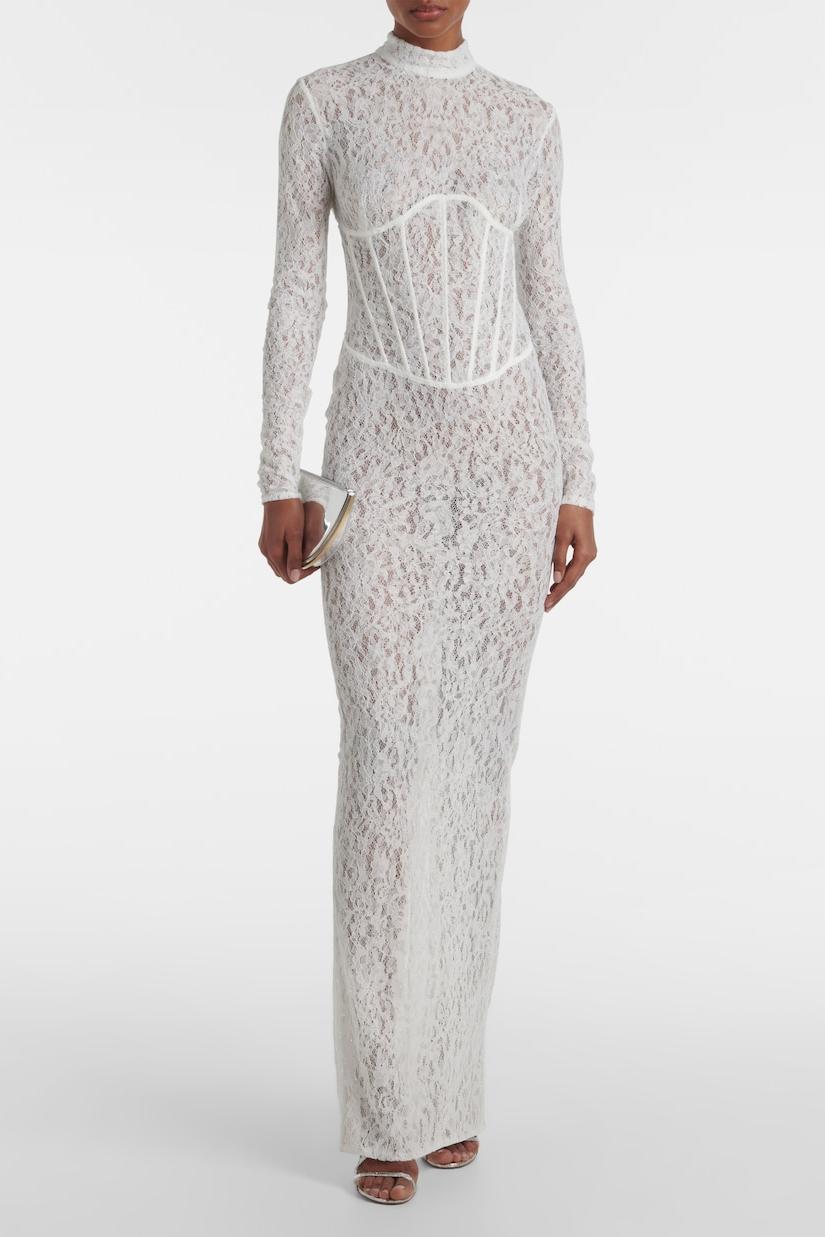 Lace Corset Long Sleeve Maxi Dress