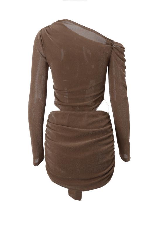 Luxury Asymmetrical Neck Cut-Out Mini Dress