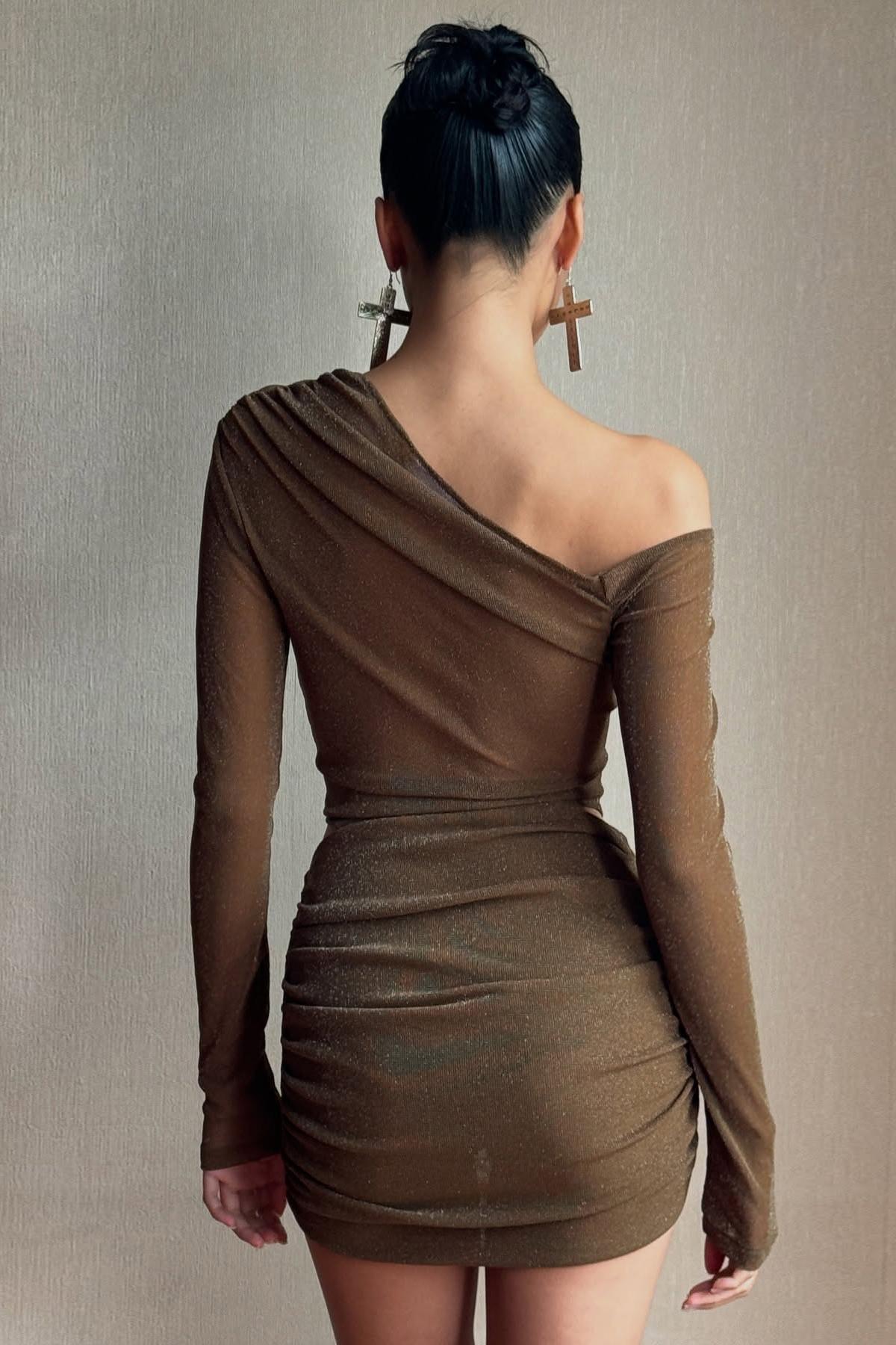 Luxury Asymmetrical Neck Cut-Out Mini Dress