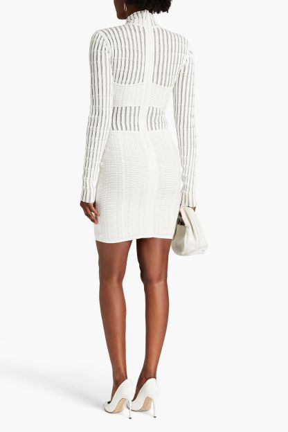 Bandage Stripe High Neck Mini Dress