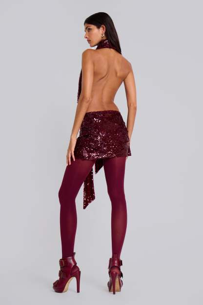 Sequin Halter Neck Cut-Out Mini Dress