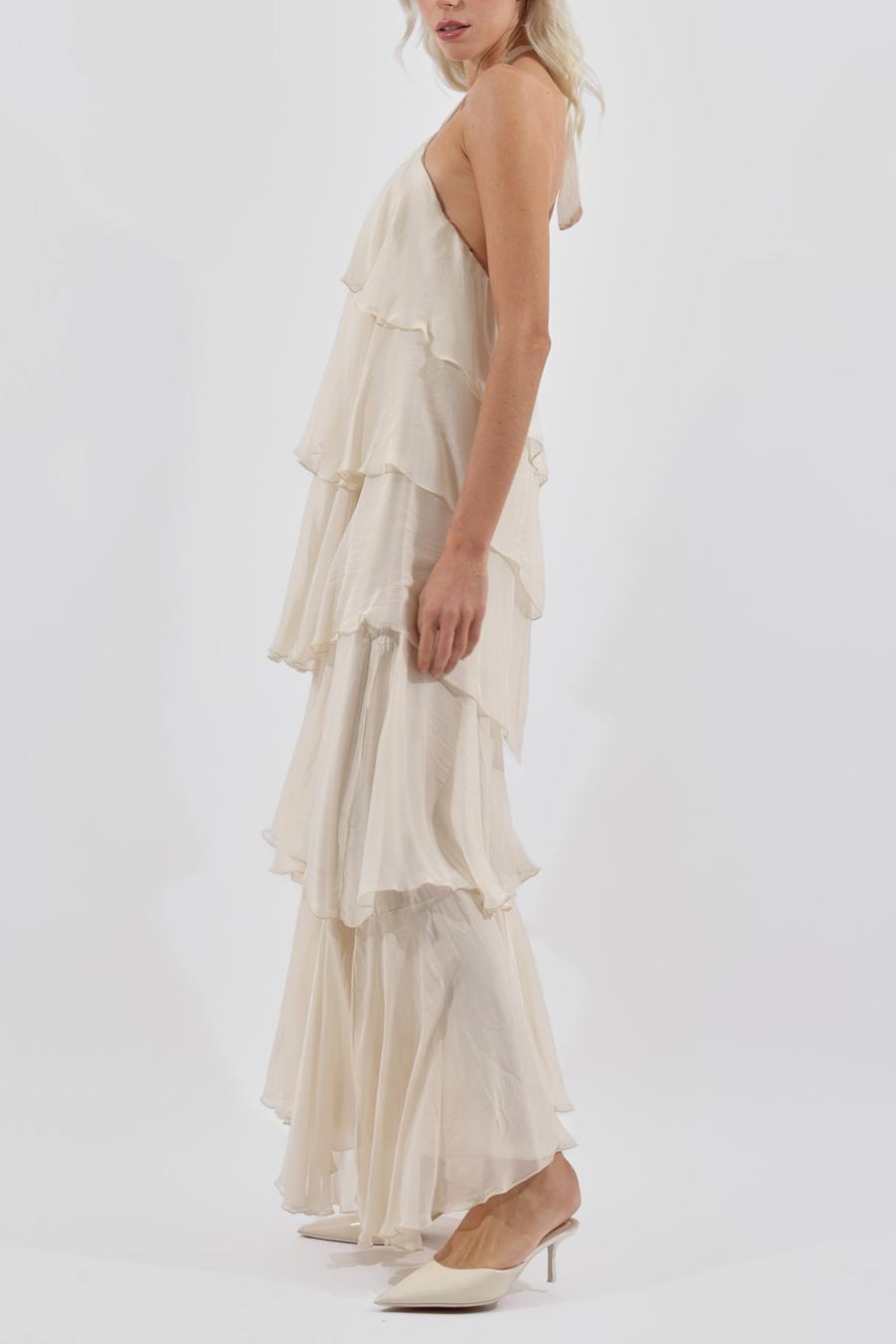 Solid Halter Neck Ruffle Maxi Dress