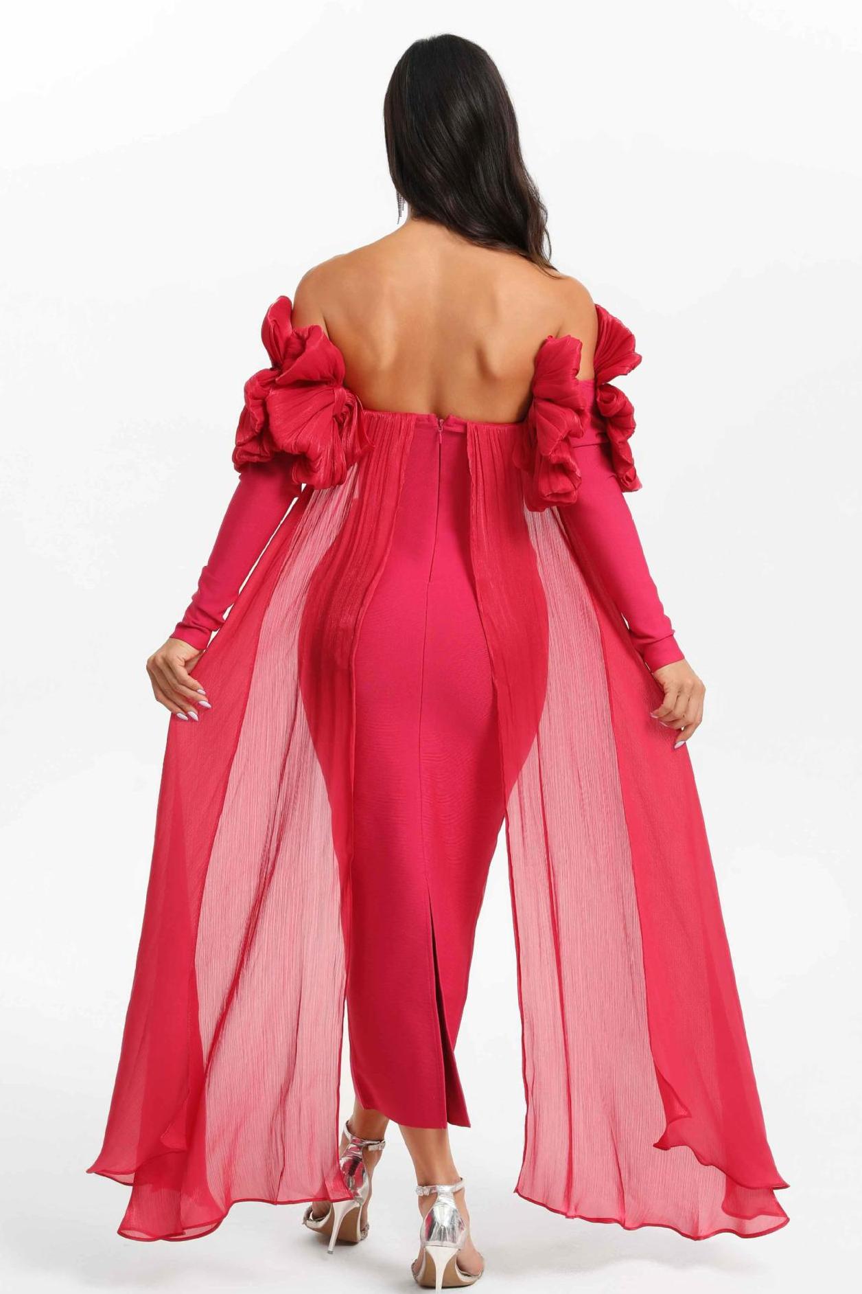 Bandage Bow Off-Shoulder Midi Dress