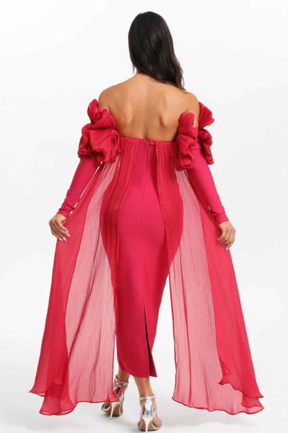 Bandage Bow Off-Shoulder Midi Dress
