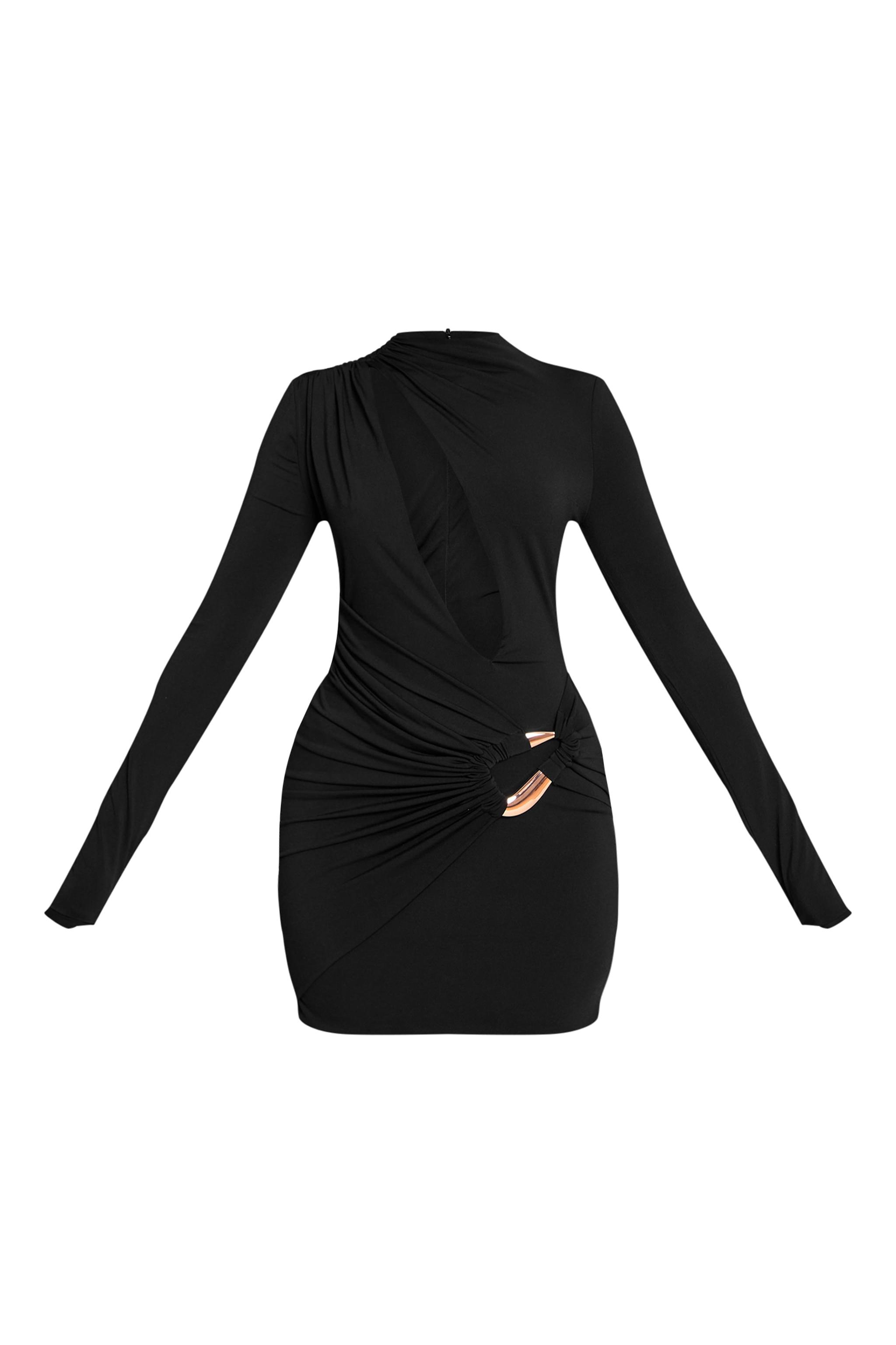 Solid Cut-Out Metal Decorations Mini Dress