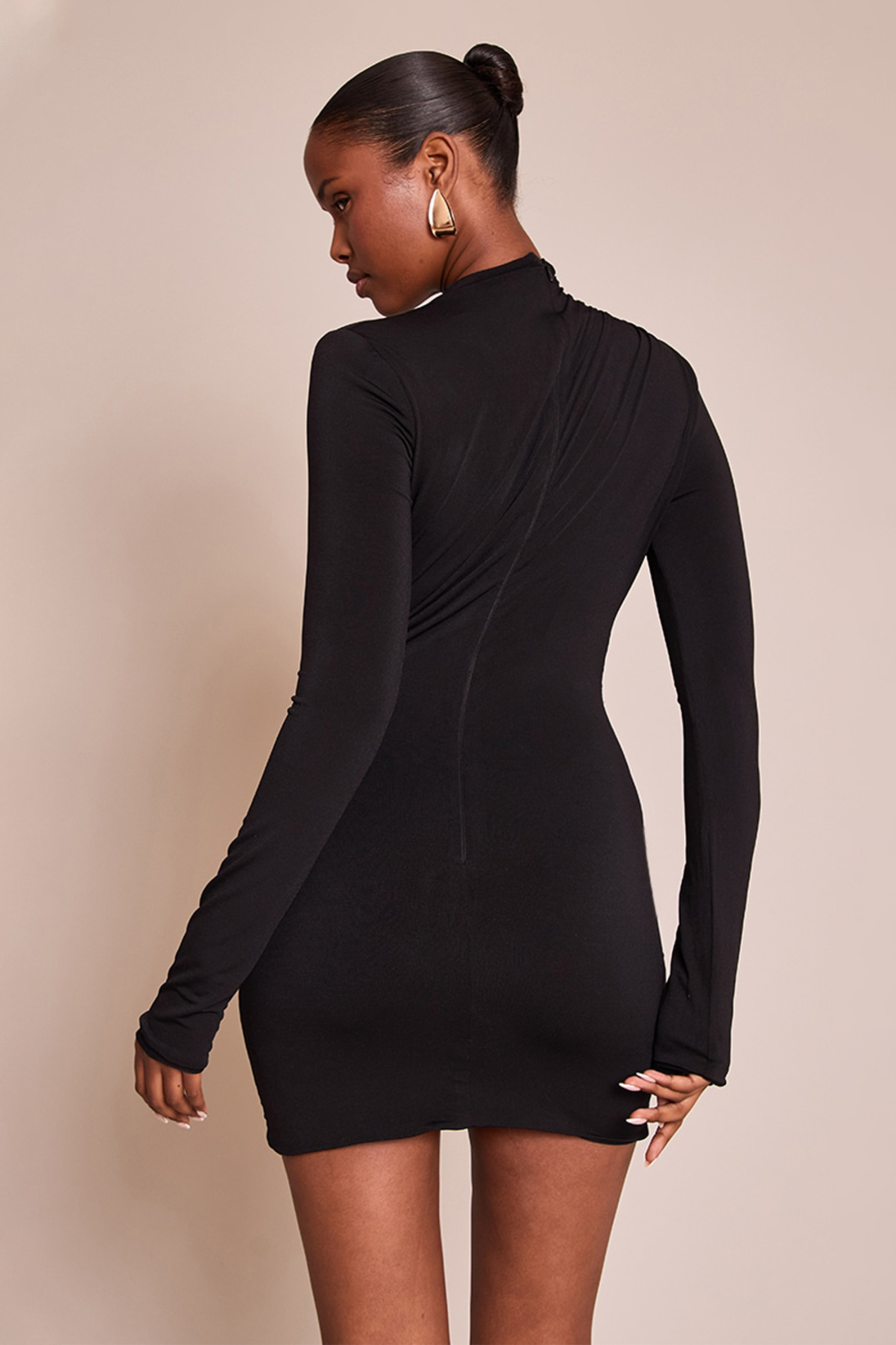 Solid Cut-Out Metal Decorations Mini Dress