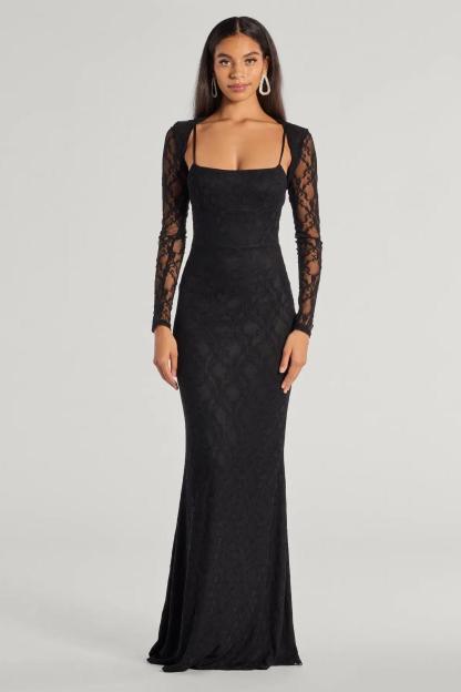 Lace Tie-Up Midi Dress With Cardigan