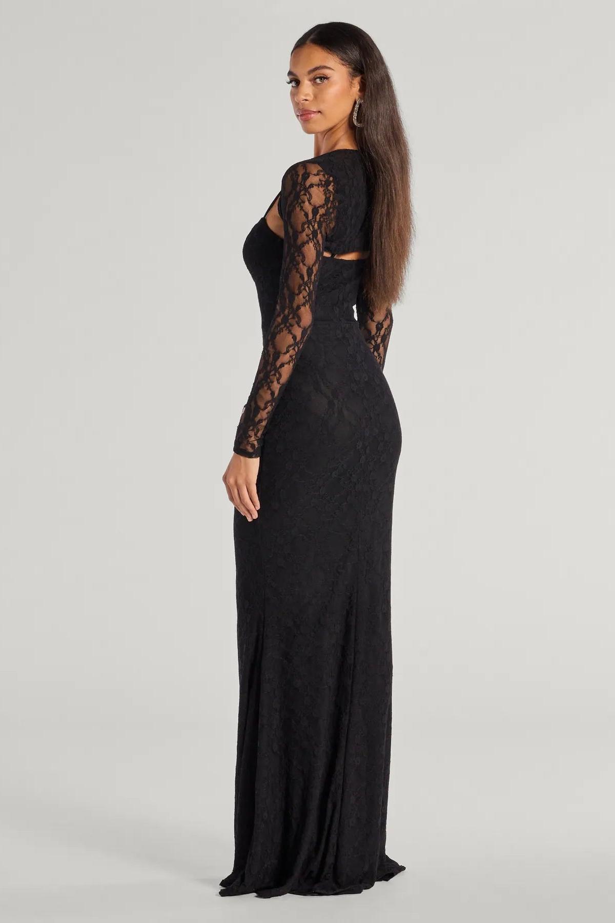 Lace Tie-Up Midi Dress With Cardigan