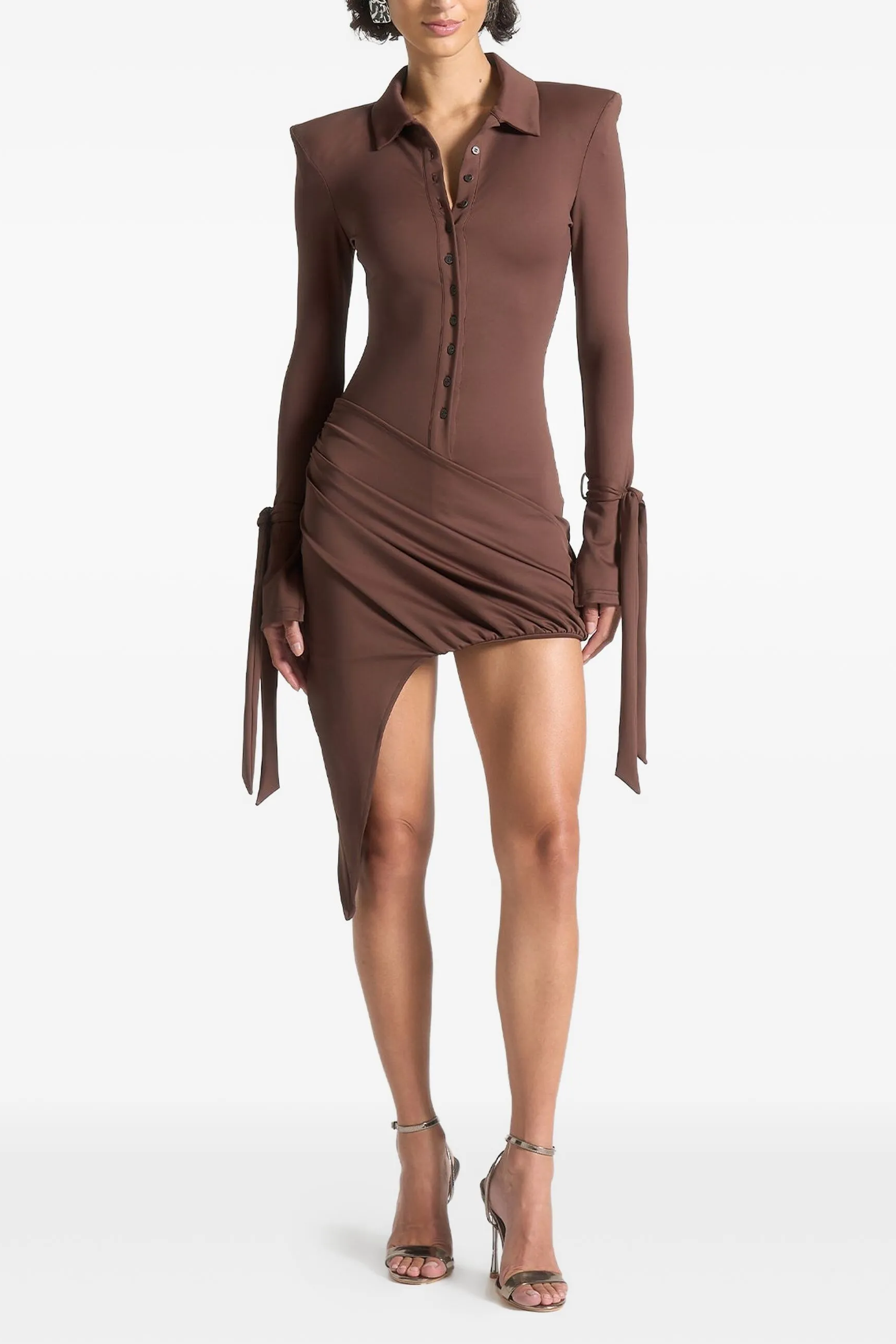 Solid Flapped Single Breasted Mini Dress