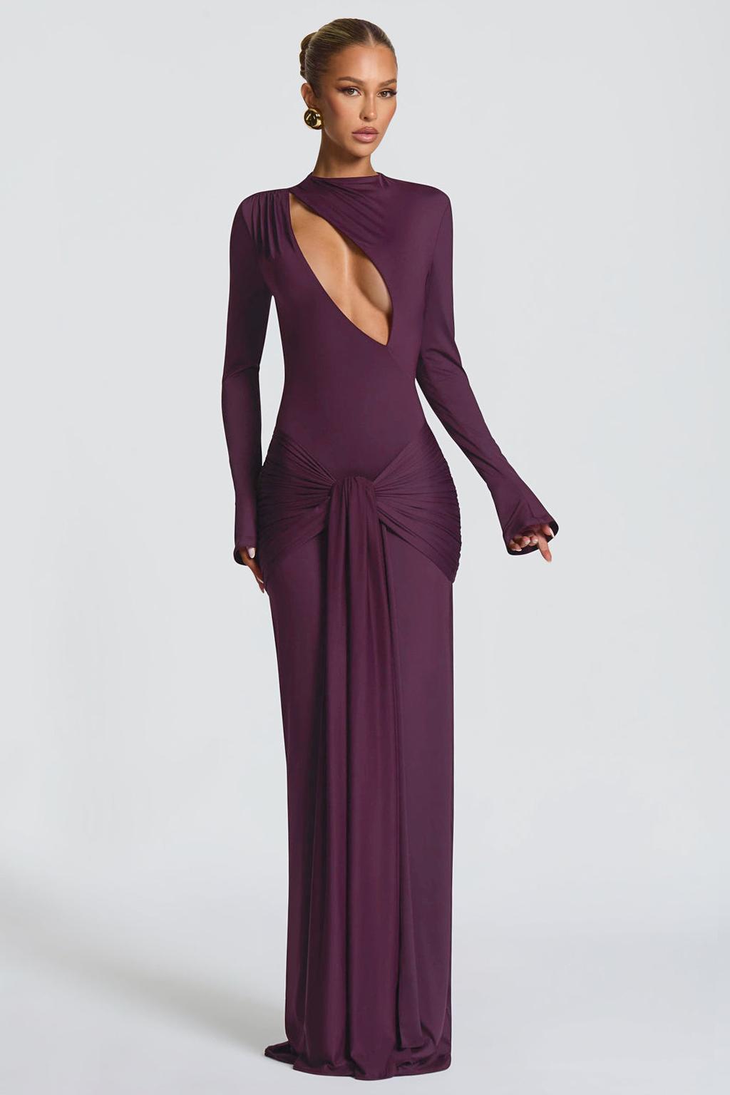 Jersey Cut-Out Tie-Up Maxi Dress