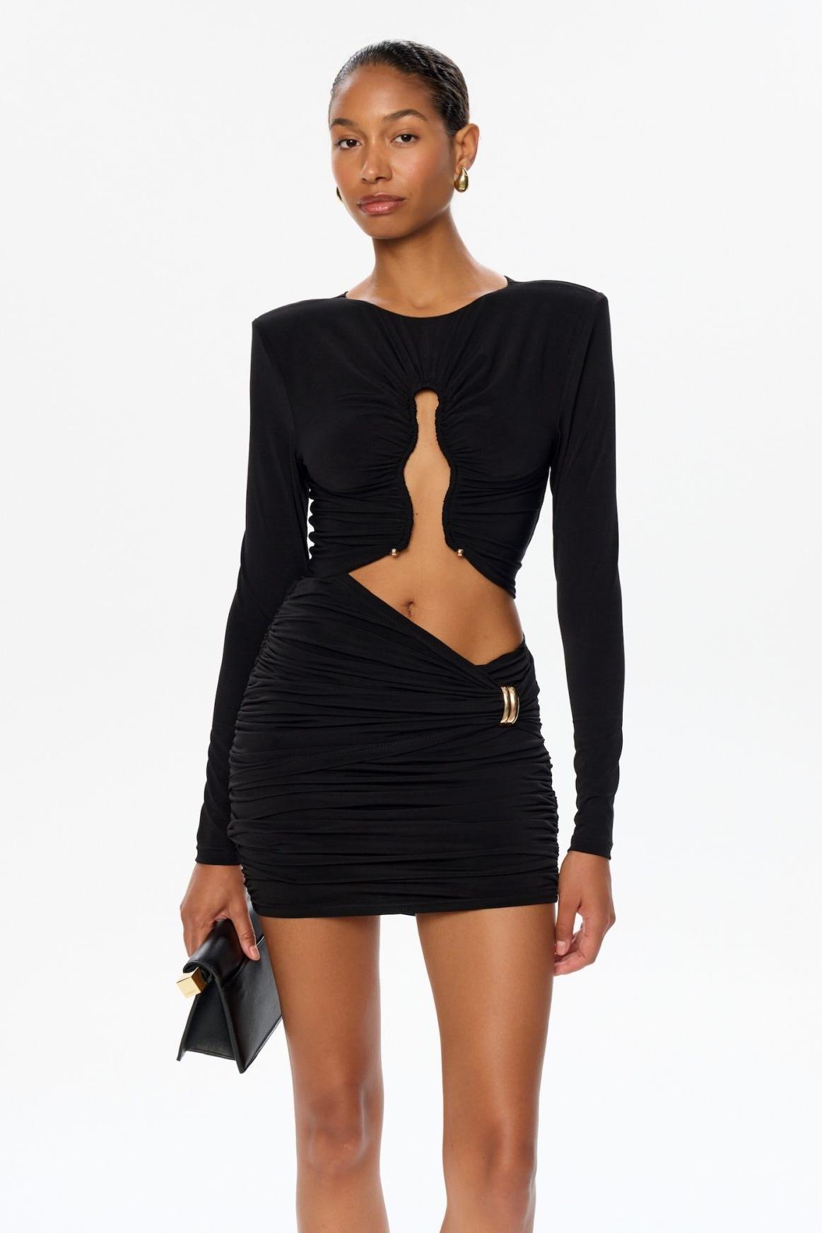 Jersey Cut-Out Metal Decorations Mini Dress