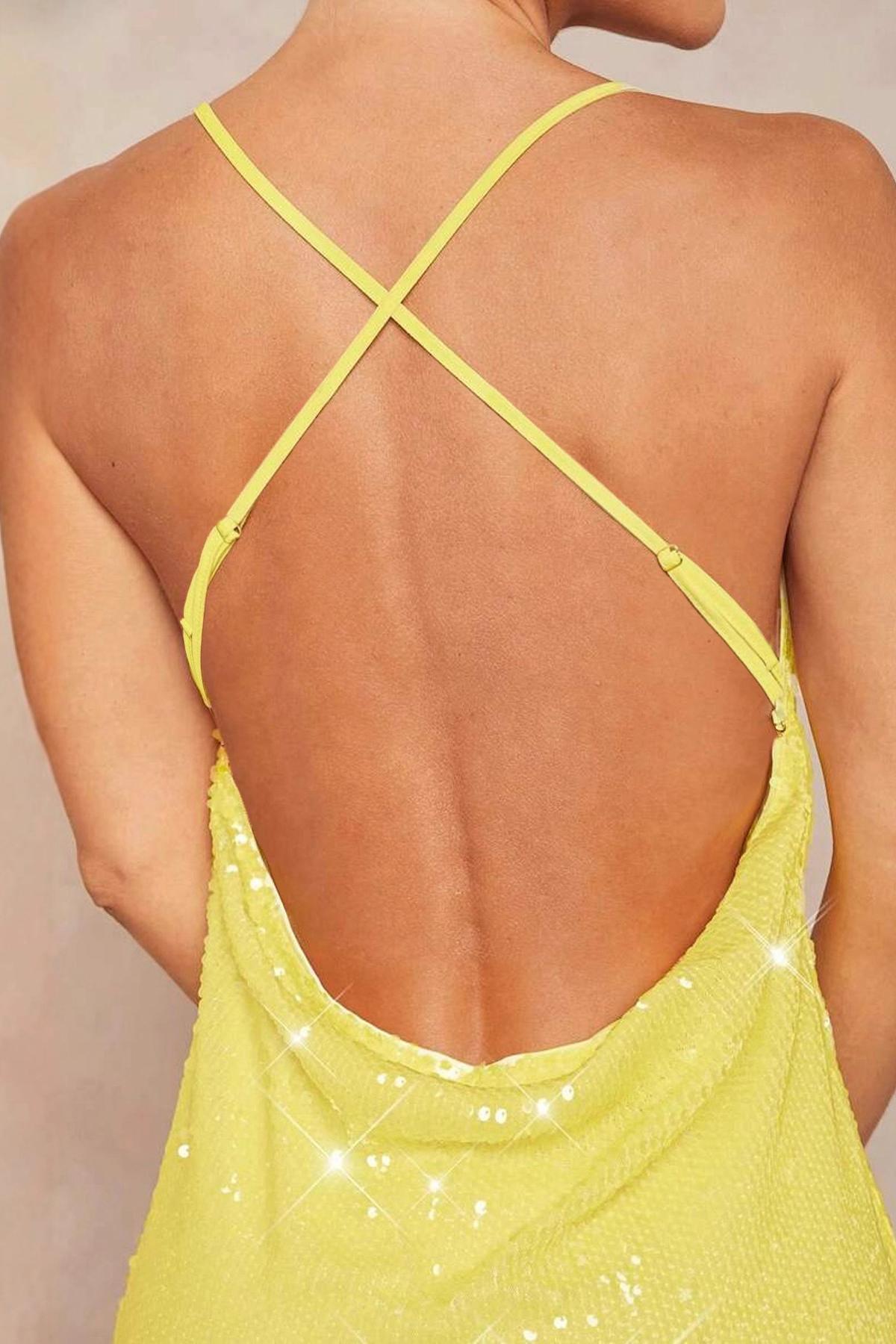 Sequin Swing Collar Slip Maxi Dress