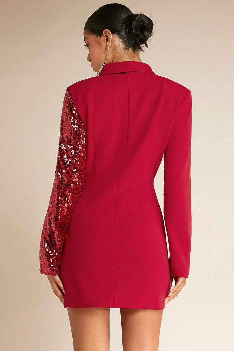 Sequin Splicing Metal Decorations Mini Dress