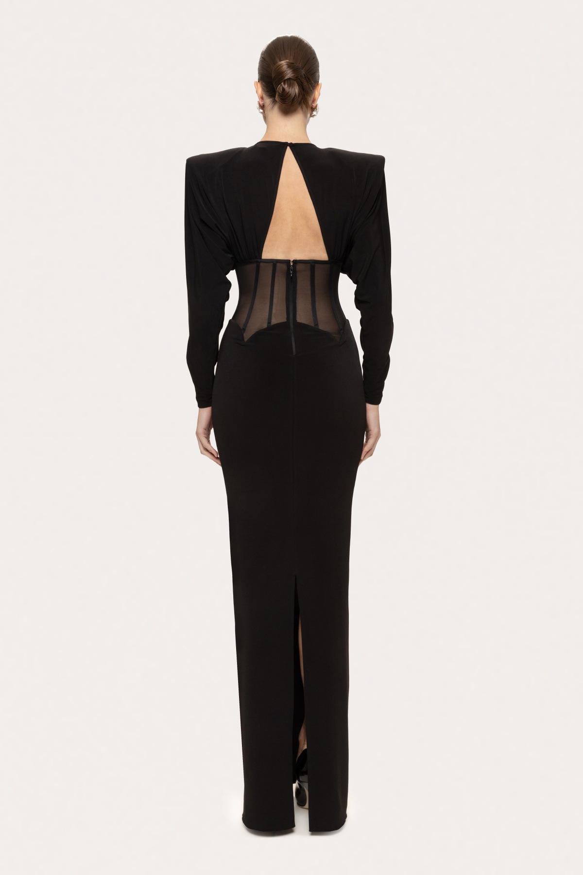 Rhinestone Cut-Out Corset Maxi Dress