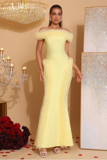 Bandage Splicing Mesh Frill Sleeveless Maxi Dress