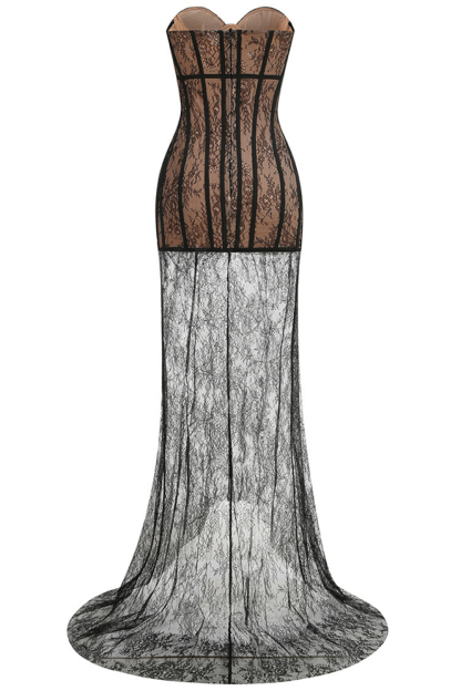 Off-Shoulder Lace Corset Maxi Dress