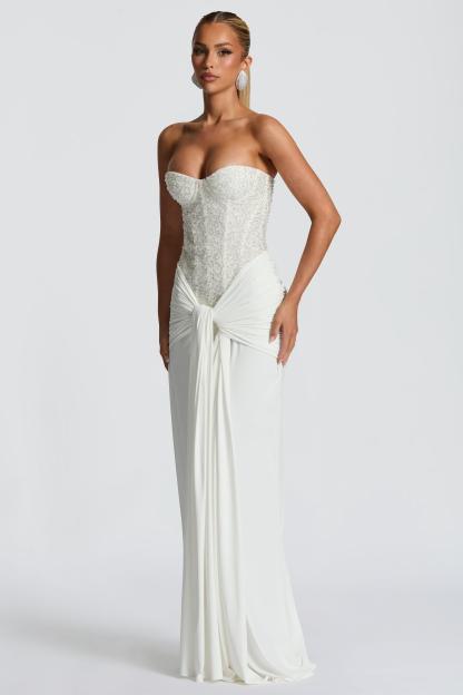 Sequin Off-Shoulder Sweetheart Neck Maxi Dress