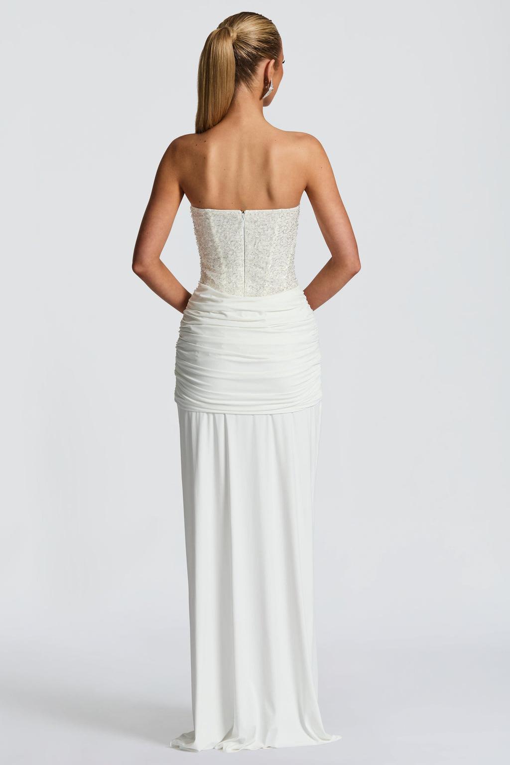 Sequin Off-Shoulder Sweetheart Neck Maxi Dress