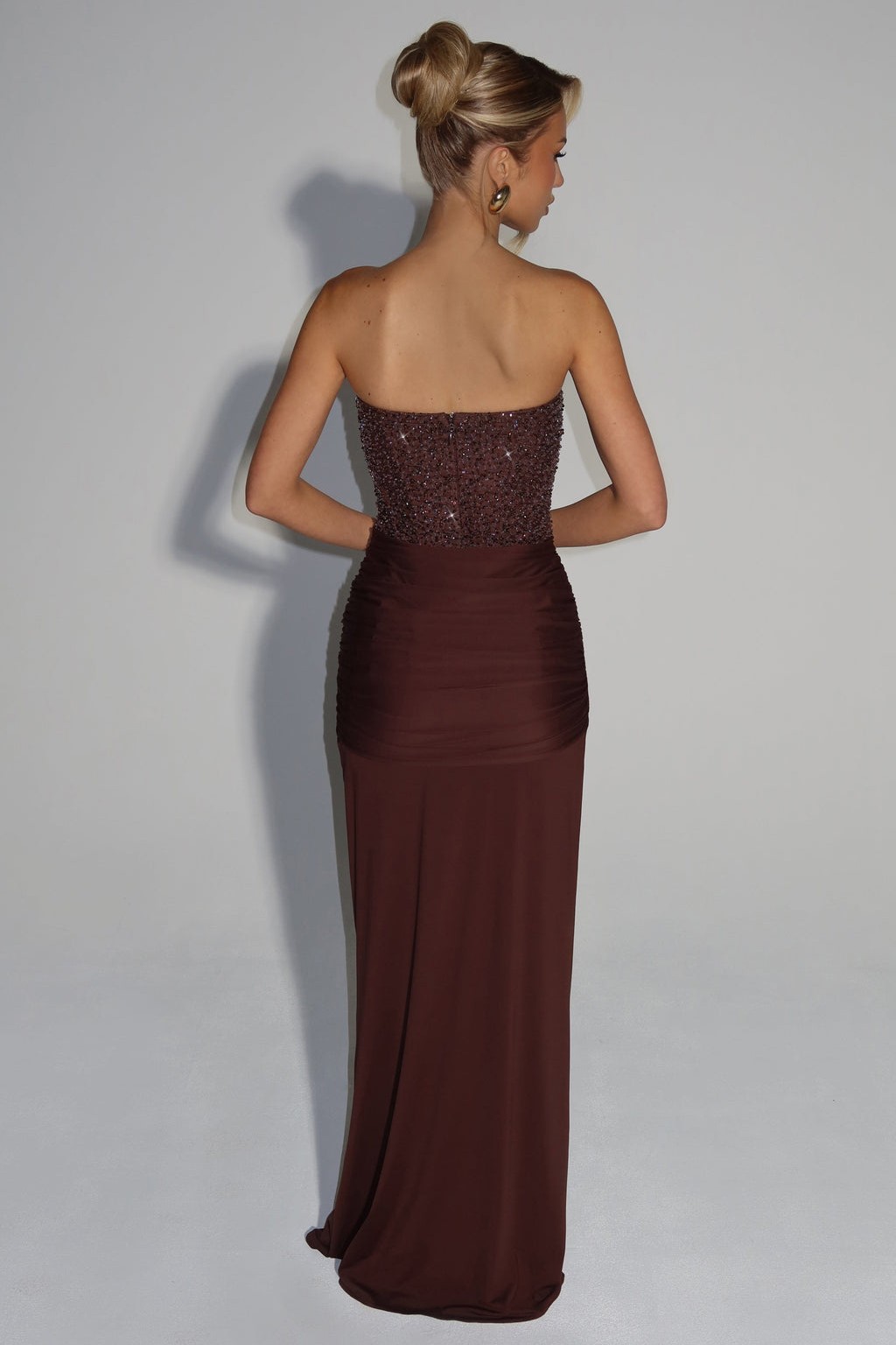 Sequin Off-Shoulder Sweetheart Neck Maxi Dress