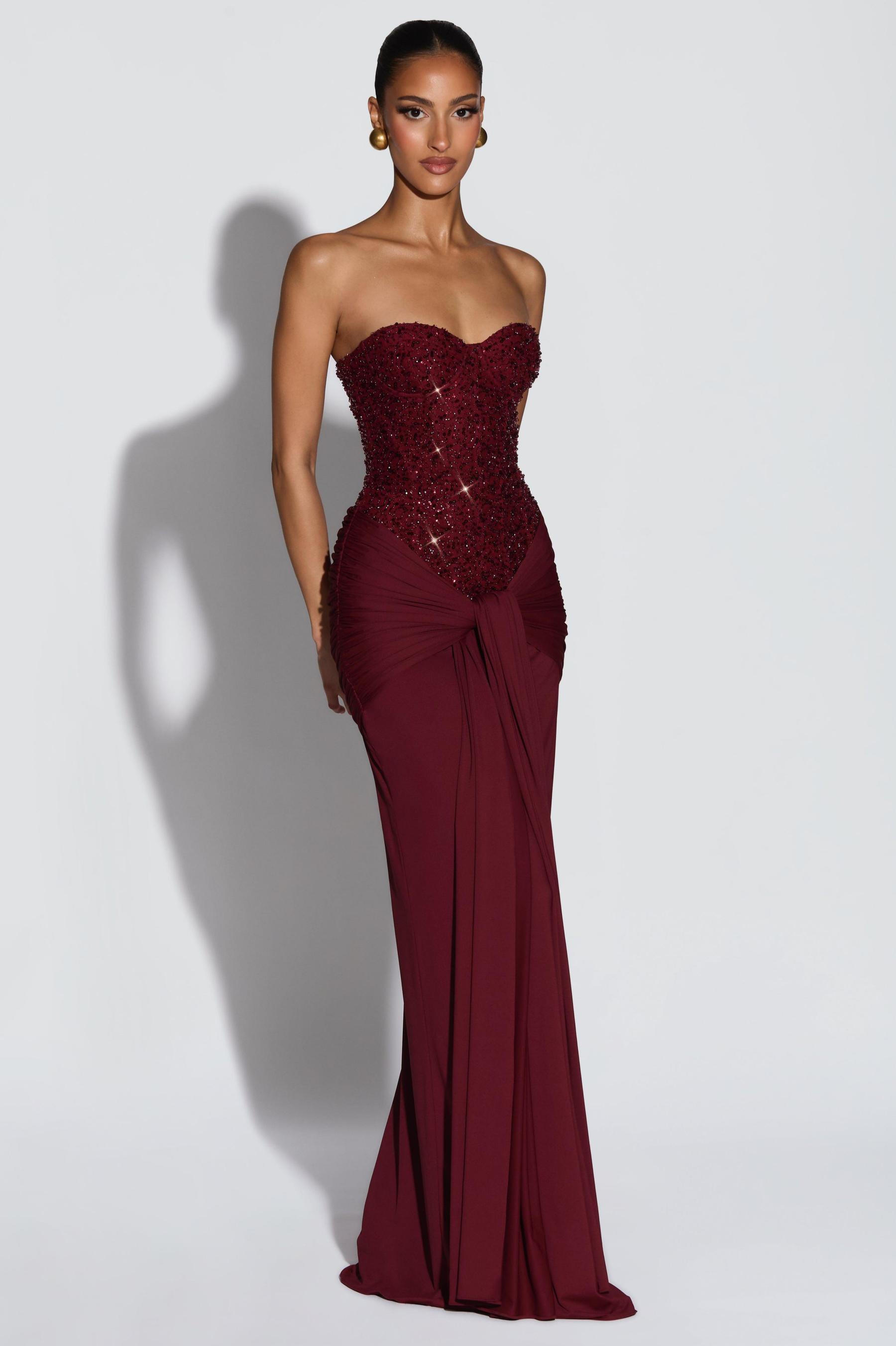 Sequin Off-Shoulder Sweetheart Neck Maxi Dress