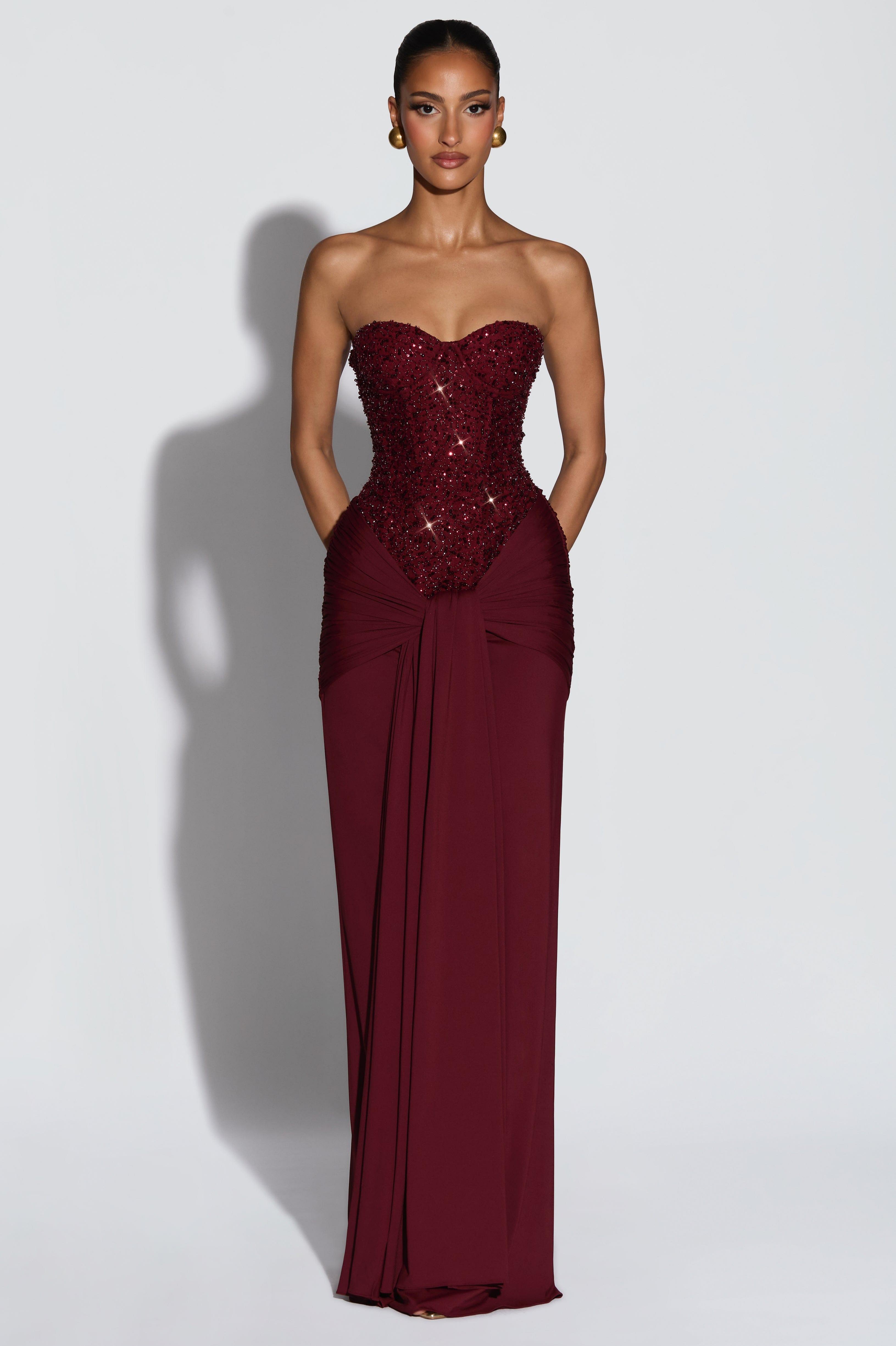 Sequin Off-Shoulder Sweetheart Neck Maxi Dress