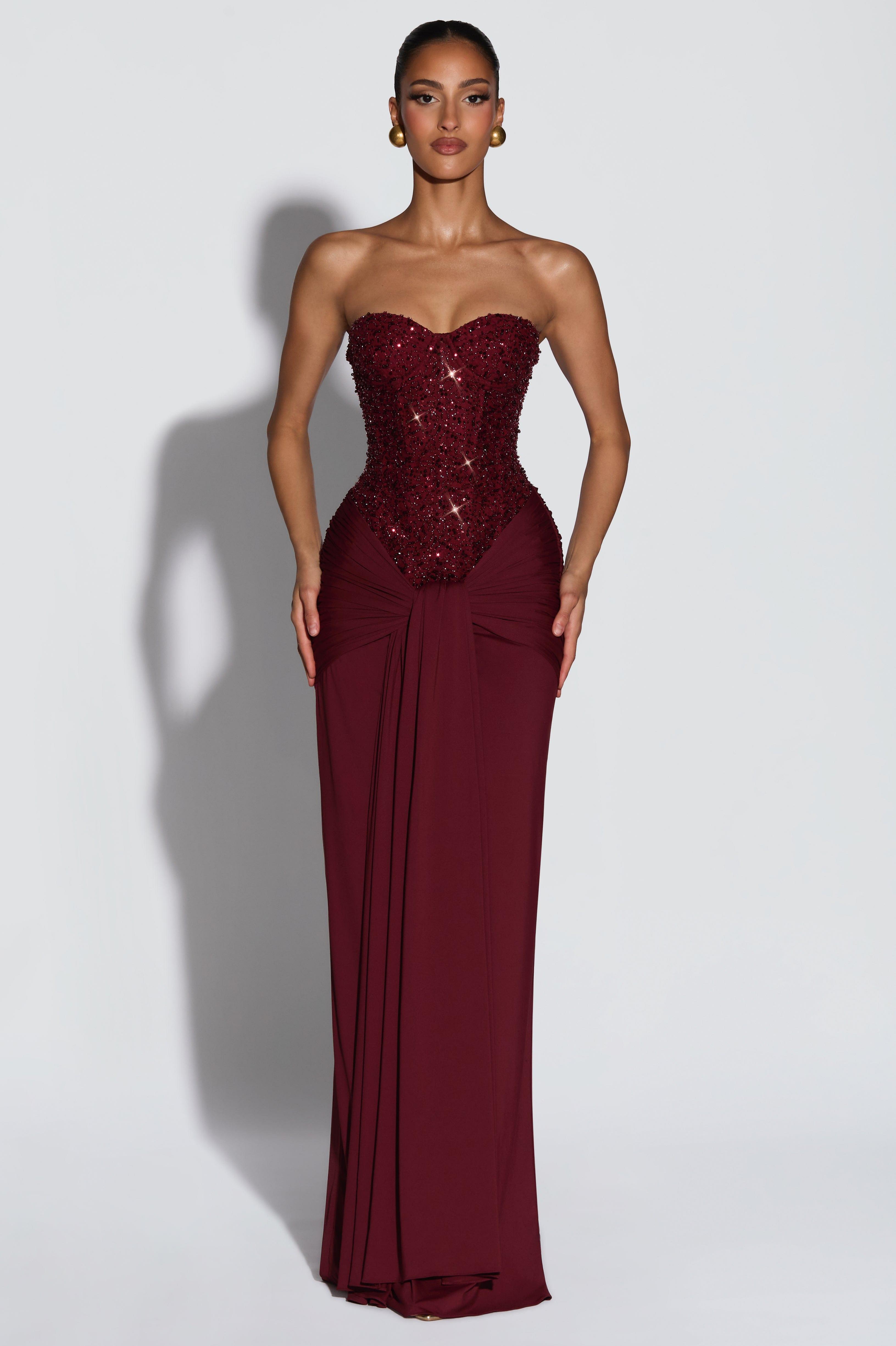 Sequin Off-Shoulder Sweetheart Neck Maxi Dress