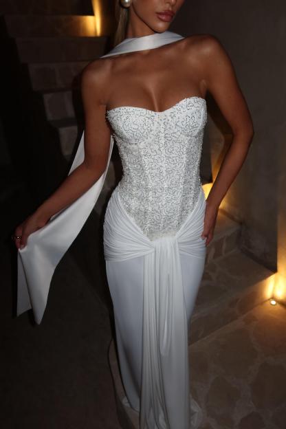 Sequin Off-Shoulder Sweetheart Neck Maxi Dress