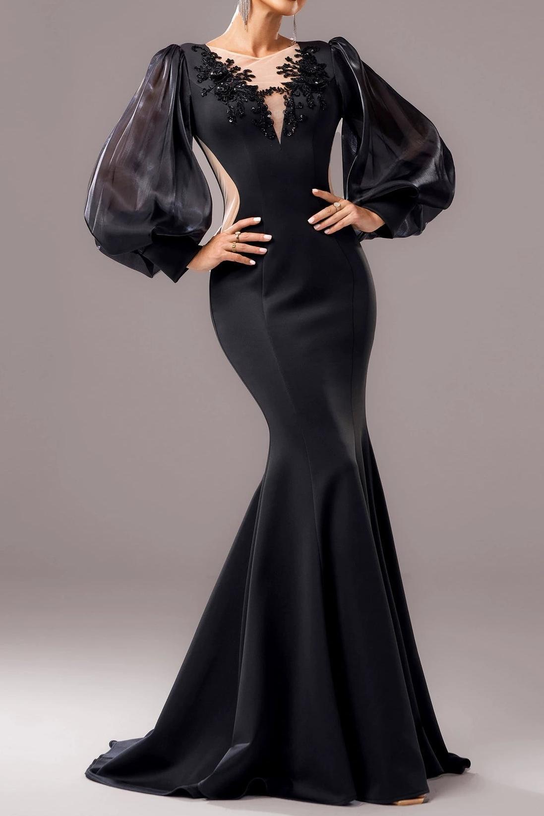 Jersey Splicing Organza Rivet Maxi Dress