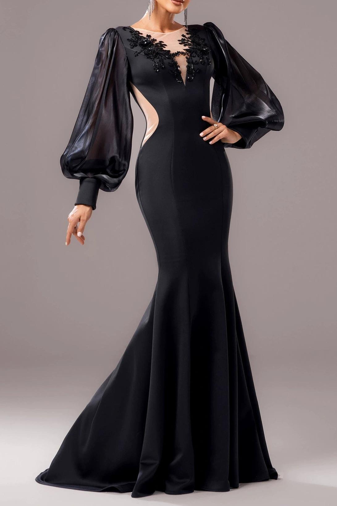 Jersey Splicing Organza Rivet Maxi Dress