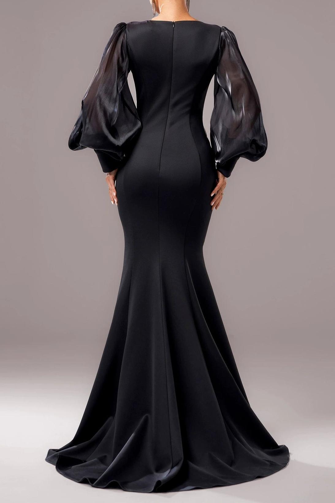 Jersey Splicing Organza Rivet Maxi Dress