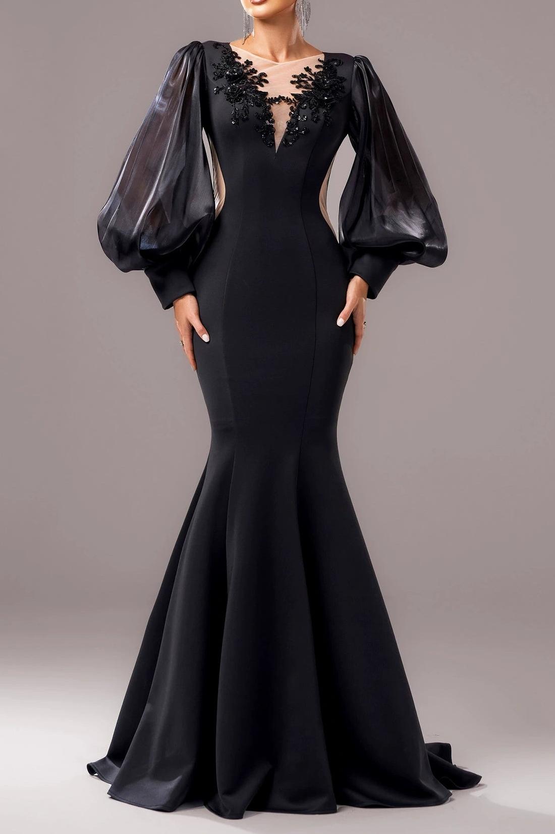 Jersey Splicing Organza Rivet Maxi Dress