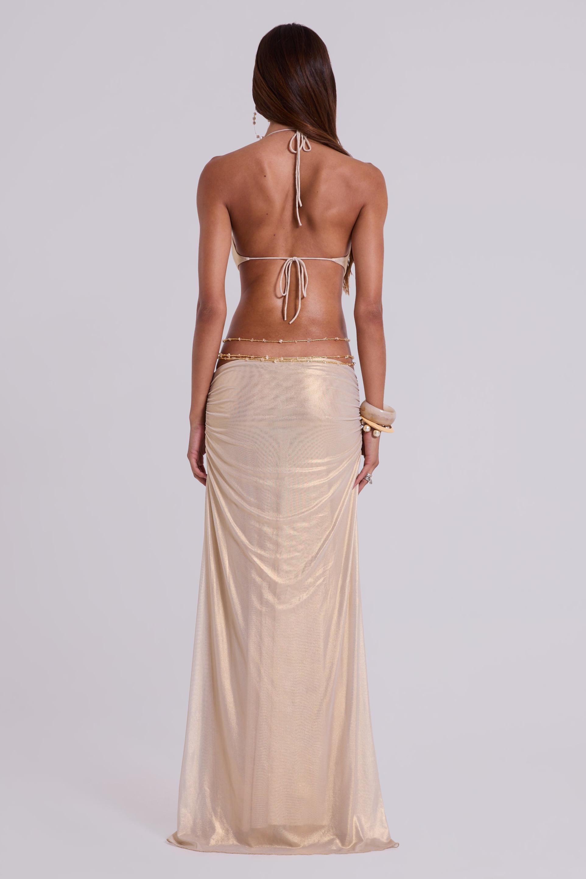 Mesh Cut-Out 3D Flower Maxi Dress