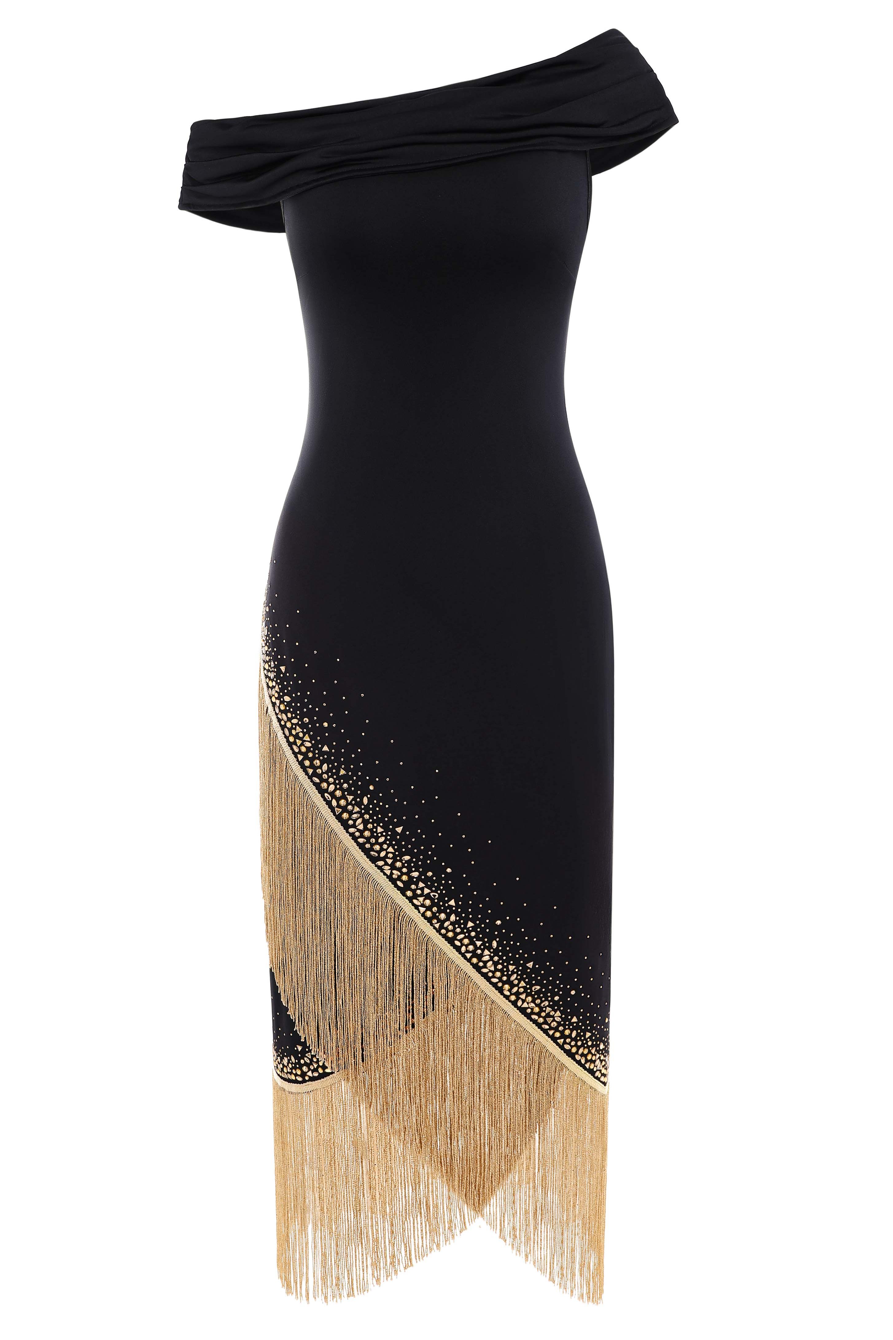 Bandage Splicing Tassel Rivet Midi Dress