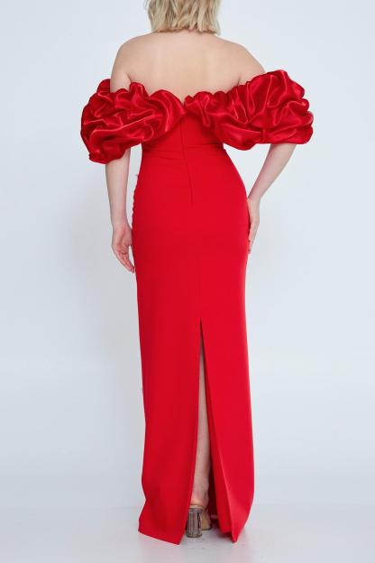 Bandage Faux Pearl Off-Shoulder Maxi Dress