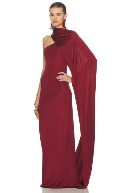 Satin Backless Cape Sleeve Maxi Dress