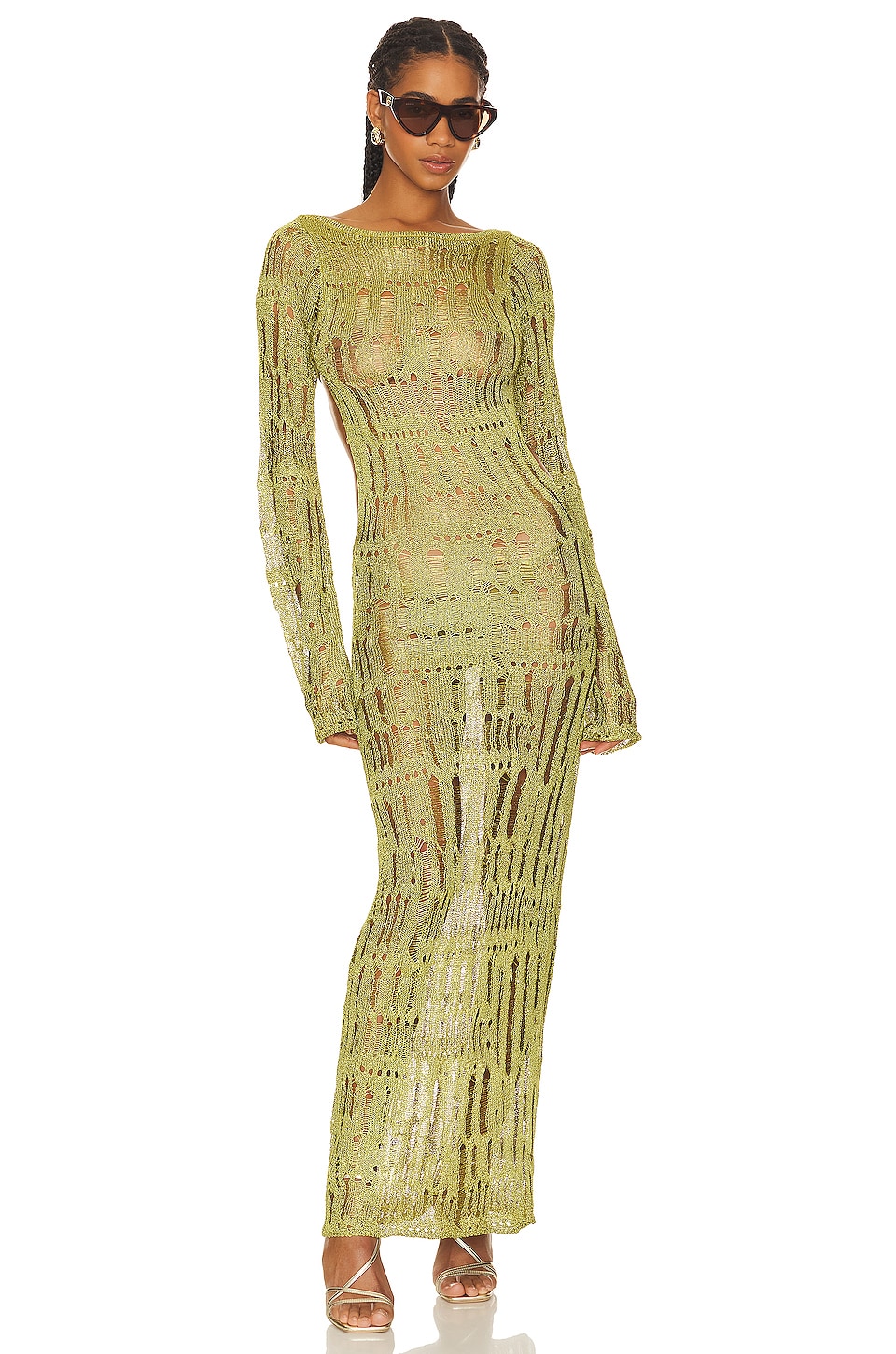 Crochet Cut-Out Backless Maxi Dress