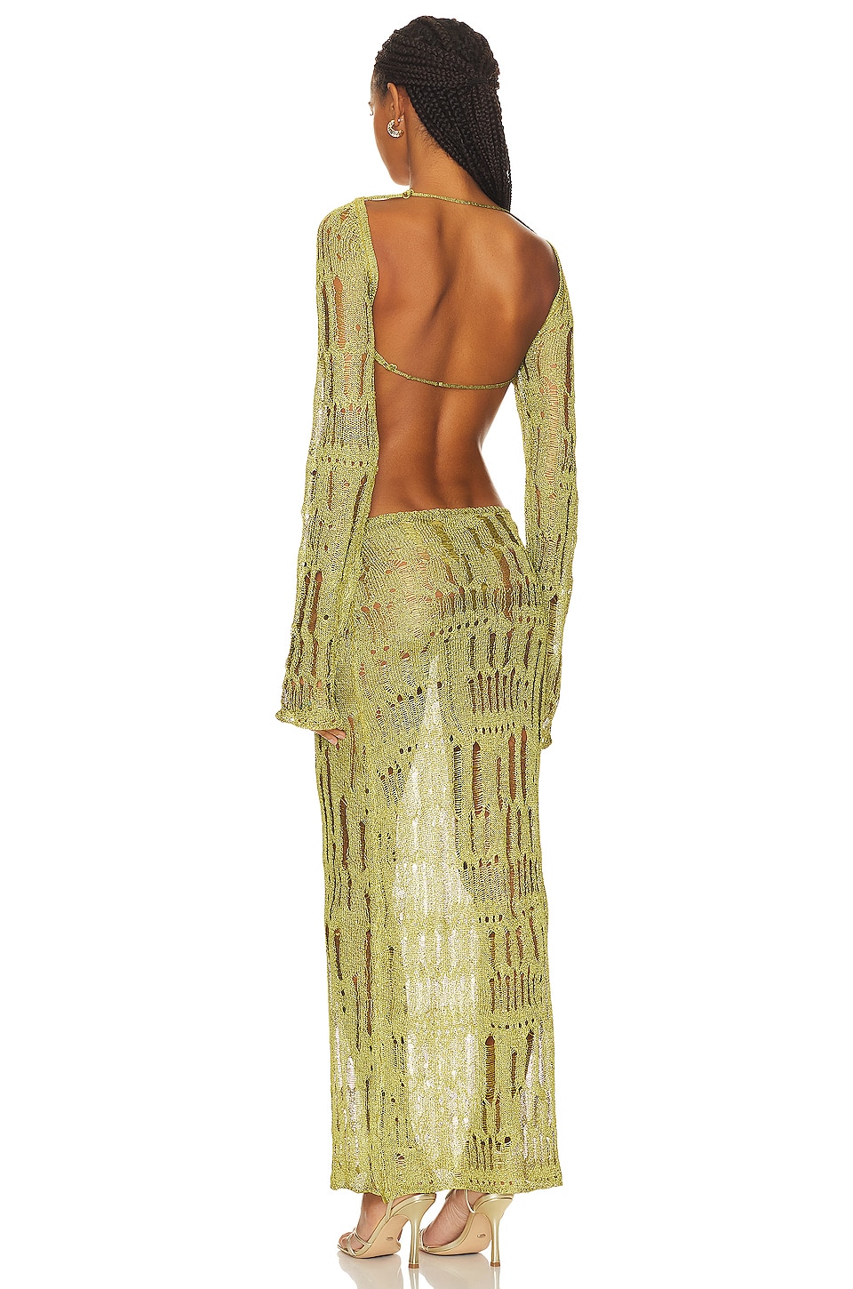 Crochet Cut-Out Backless Maxi Dress