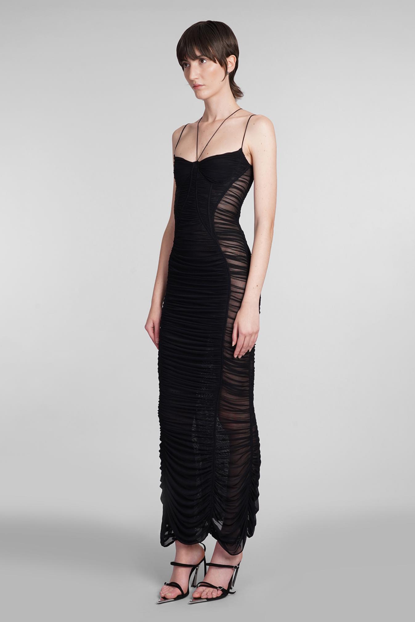 Mesh Halter Neck Ruched Maxi Dress