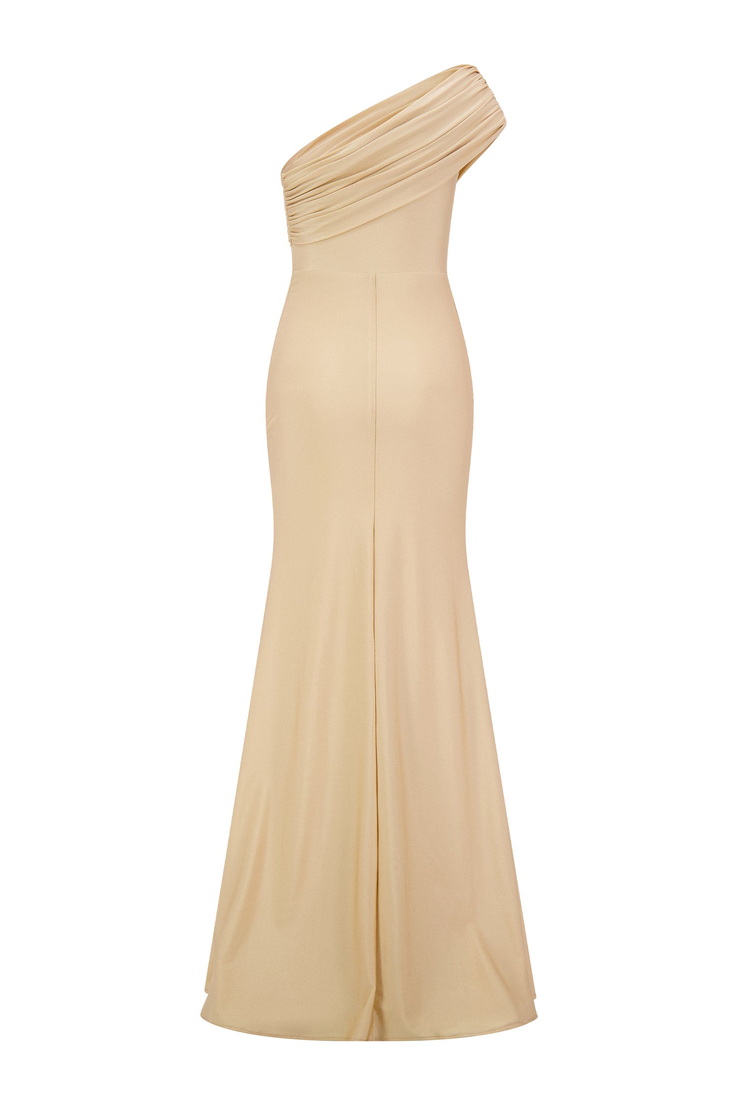 Off-Shoulder Gathering Slit Maxi Dress