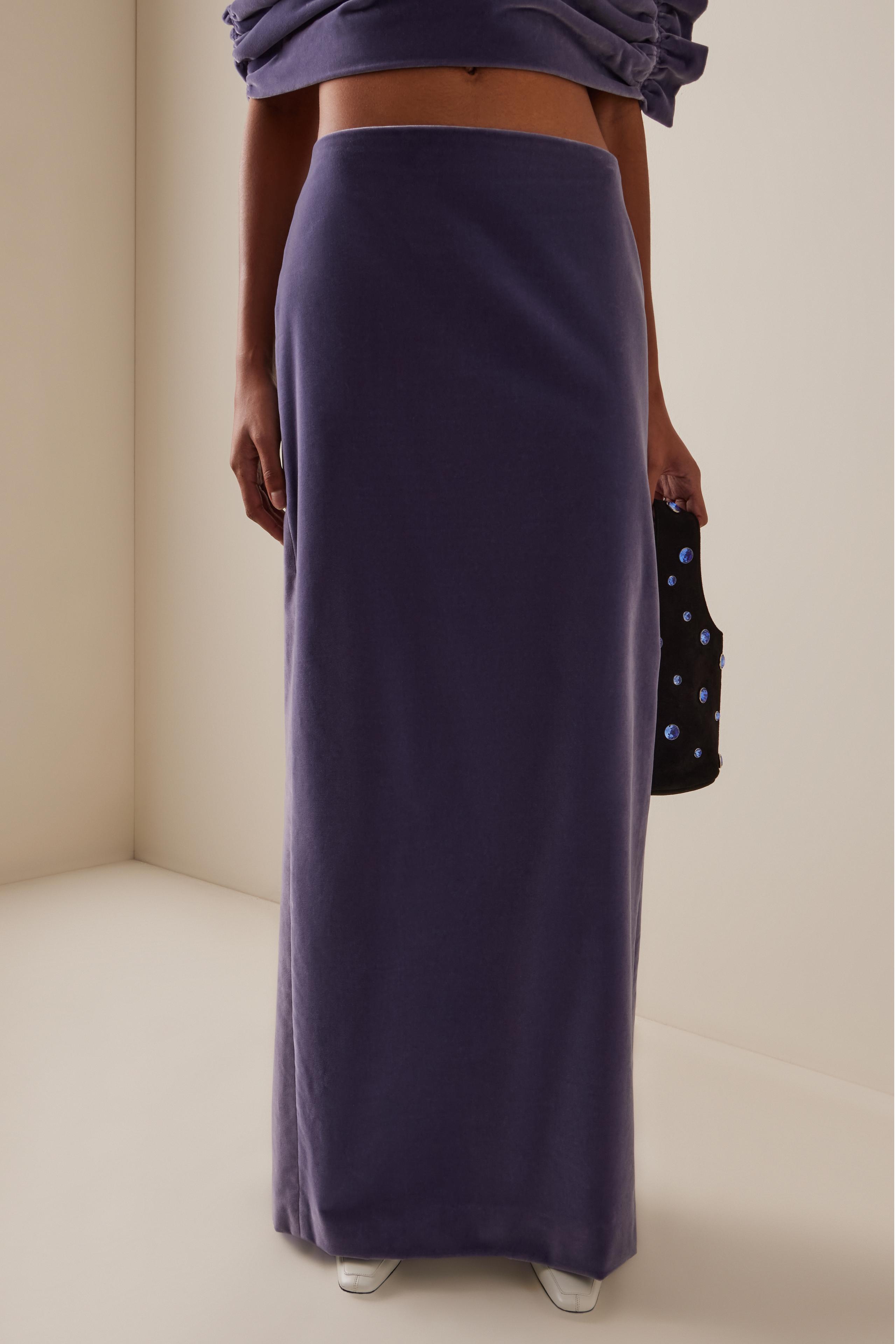 Velvet Pleated Off-Shoulder Top & Low Waist Maxi Skirt Set