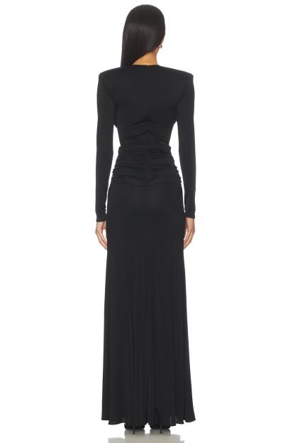 Jersey Rhinestone V-Neck Maxi Dress