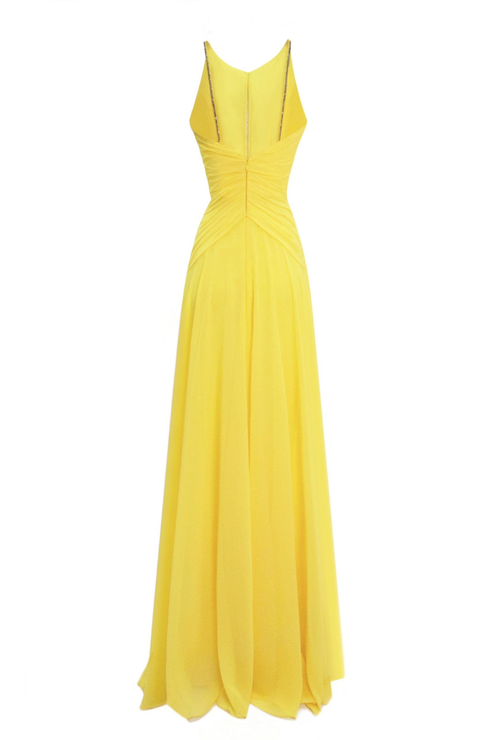 Chiffon Rhinestone  Pleated Maxi Dress