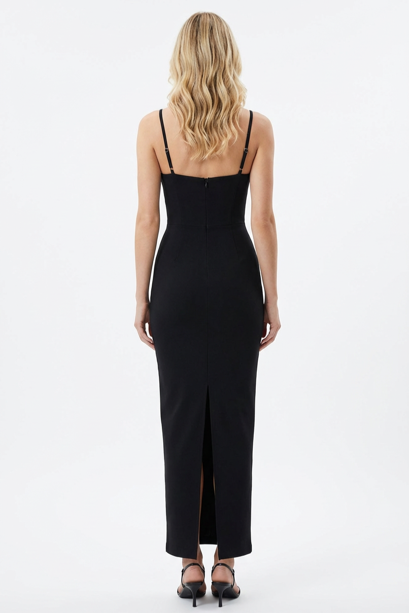 Bandage Rhinestone Slit Maxi Dress