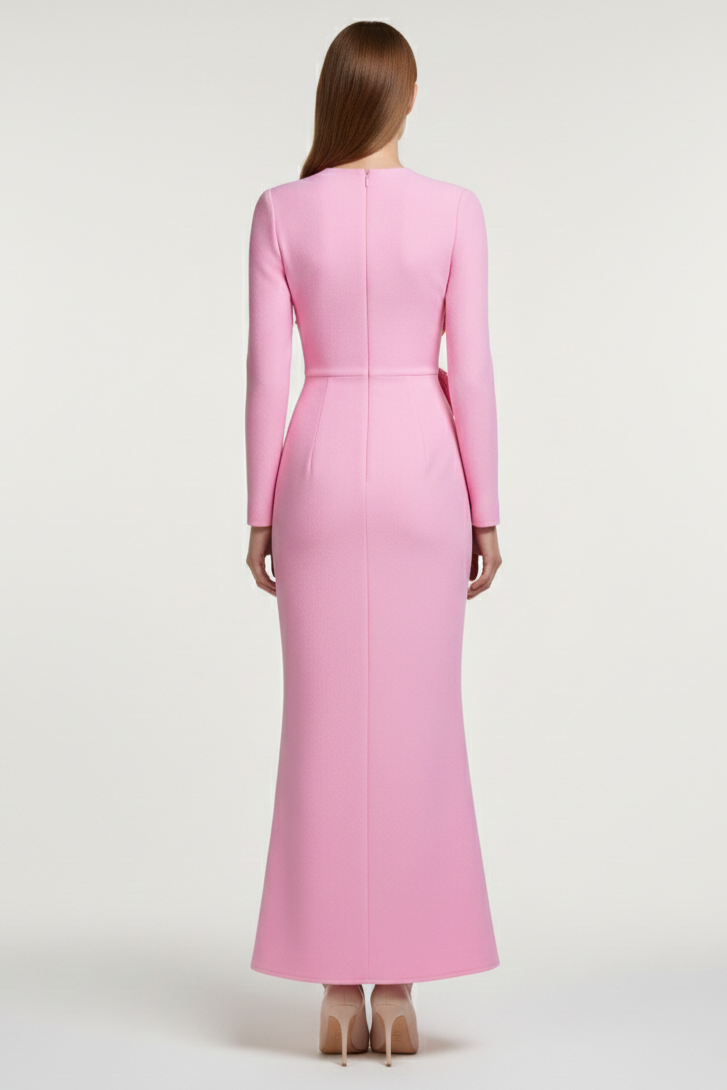 Bandage 3D Flower Slit Maxi Dress